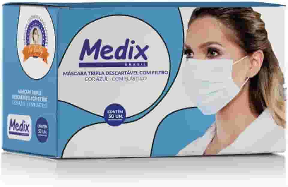 Medix Máscara Tripla Descartável Com Filtro (Bfe) Azul - Caixa Com 50 Unidades