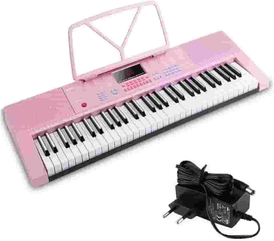 TECLADO MUSICAL 300 TIMBRES 300 RITMOS, 3 MODOS TEACHING, ROSA, MODELO: M-T1280PK