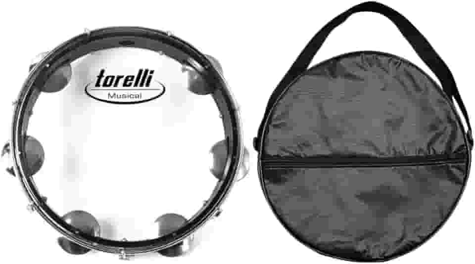 Pandeiro injetado pele nailon transparente preto Torelli TP348 PT com Bag