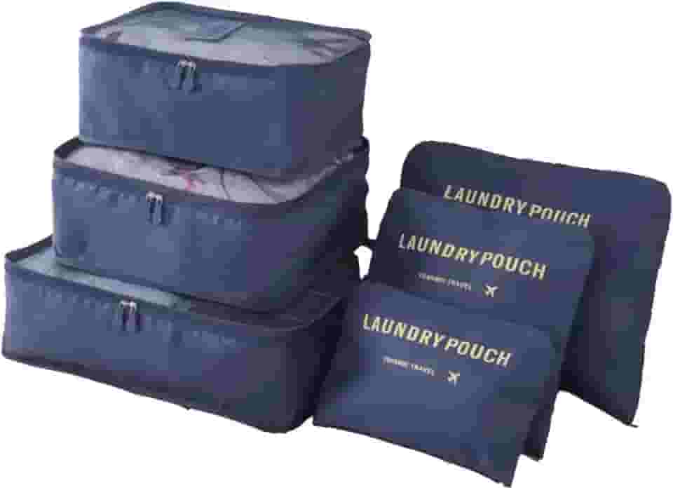 Kit Organizador de Mala de Viagem Prático 6 Peças Necessaires (Azul)