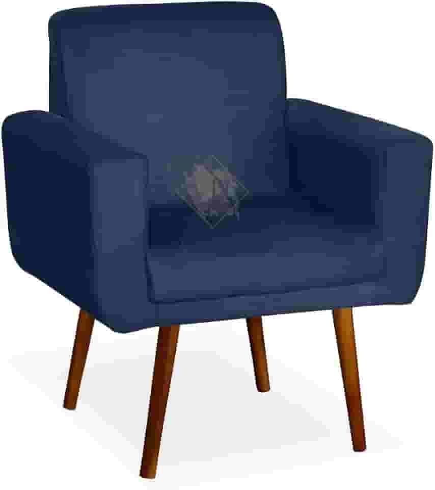 Vit Decor Poltrona Bege Anitta Design Cubo Minimalista com Pés de Madeira Estilo Retrô - Cadeira de Leitura, Decoração para Sala Compacta e Home Office - 88cm Altura x 73cm Largura (Azul Marinho)