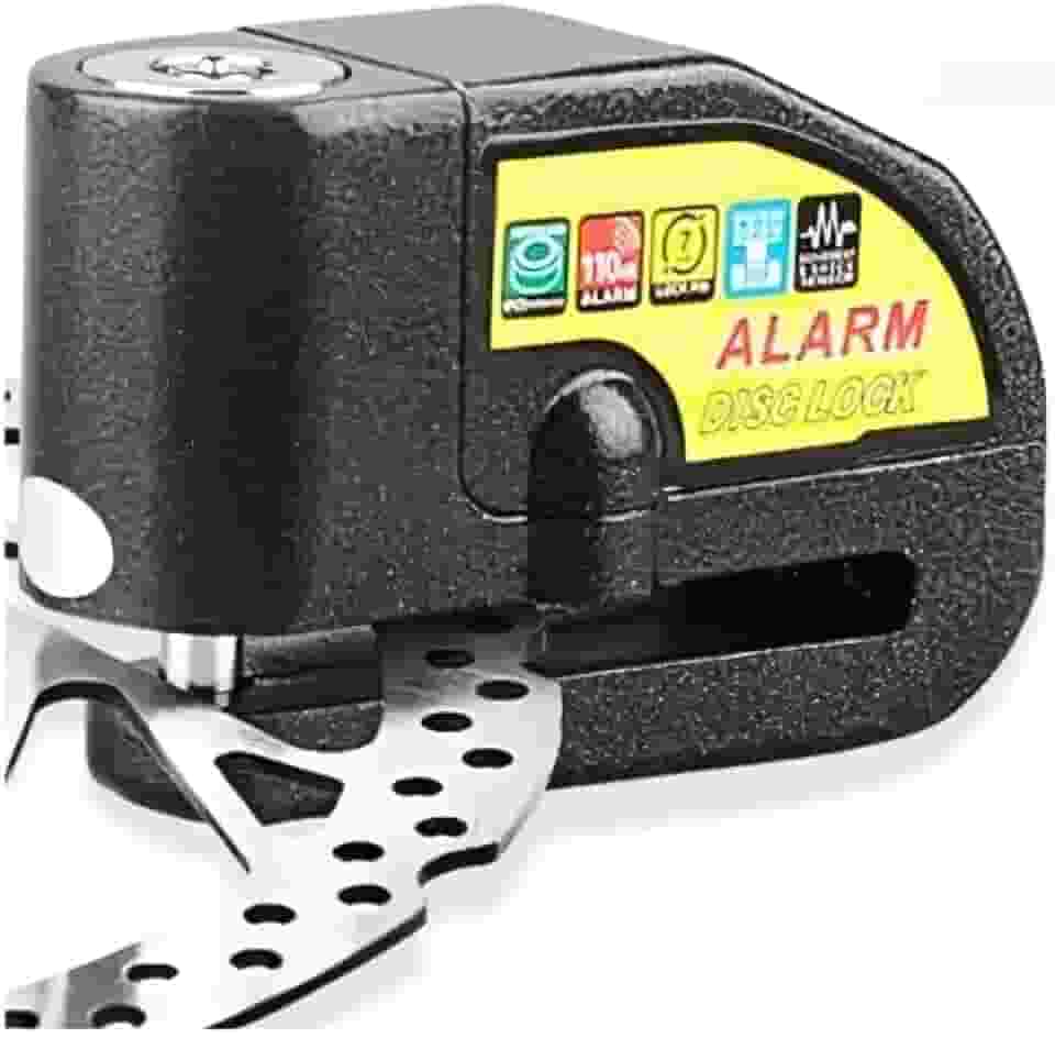 Trava de Disco para Moto com Alarme Sonoro – Preta, Segurança Antifurto com Sensor de Movimento e Alerta de 110dB Pratiarejo®