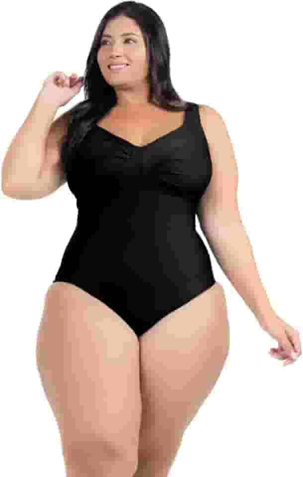 Maiô Plus Size Com Bojo Alta Sustentação Disfarça Barriga Moda Praia Tecido Resistente Forrado Média Compressão