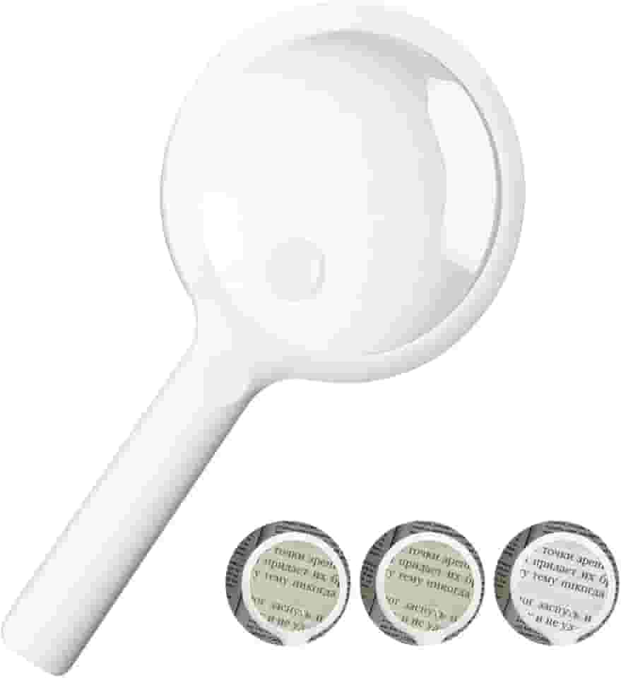 5X, 110mm Com 20 Luzes Led, Aumento para Leitura, Lupa de Aumento Profissional, Lupa de Leitura Portátil com Luz de Led, Branco, Trêss Níveis de Brilho
