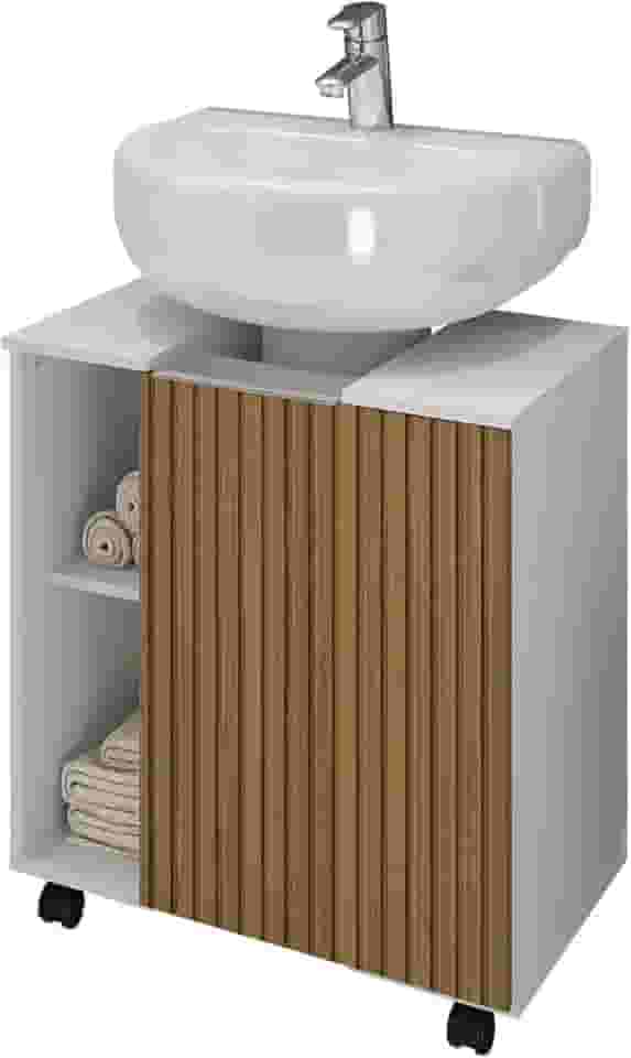 Gabinete para Banheiro Pequin - Branco/Ripado