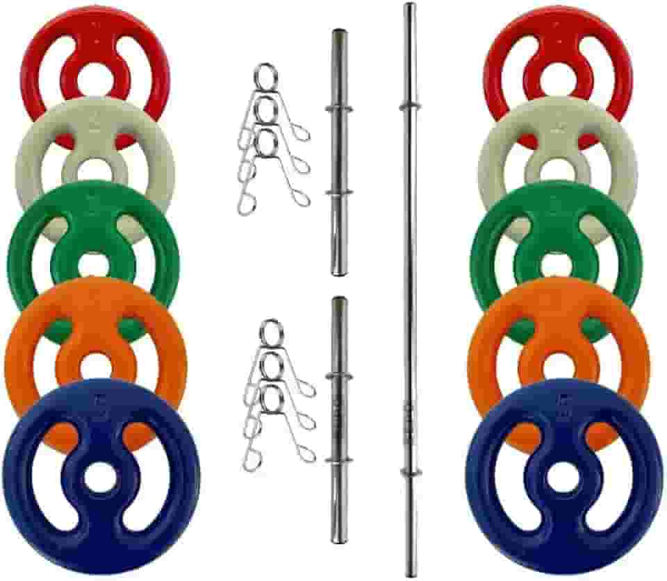 Kit Completo 3 Barras + 30kg Anilhas Emborrachadas