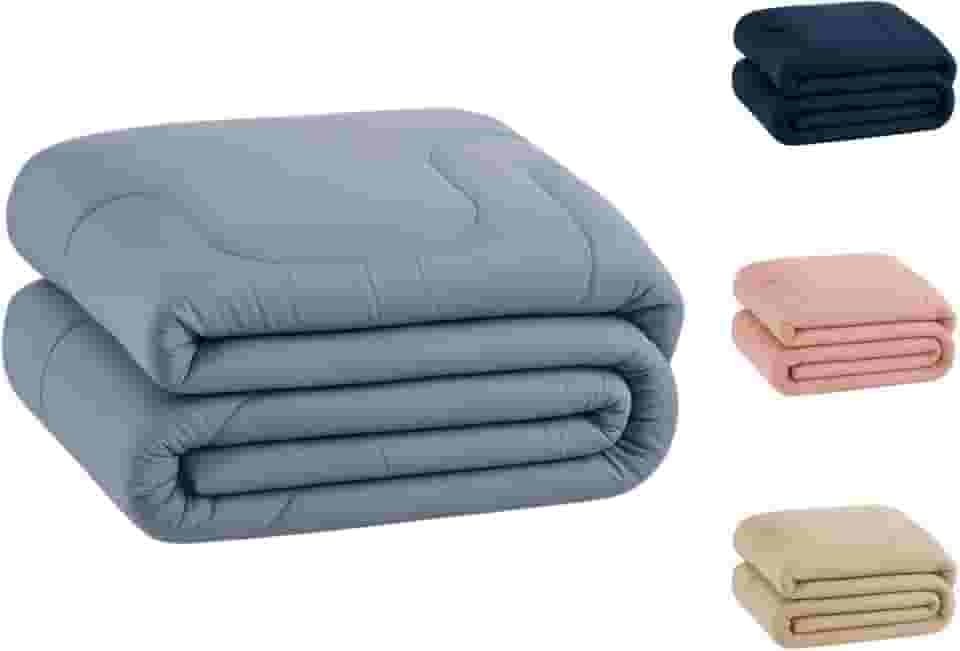 Edredom Percal 400 Fios Grosso Extra Macio Dupla Face Cobertor (Cinza, Casal)