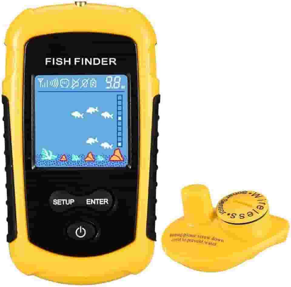 LUCKYLAKER Localizador de peixes portátil sem fio, visor sonar, localizador de profundidade portátil, transdutor de barco, localizador de peixes, tela colorida