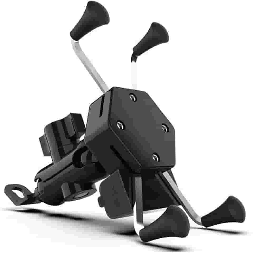 Suporte de Celular com Carregador 2.4a USB Garra para Moto Fixação no Retrovisor ou Parafuso do Guidão