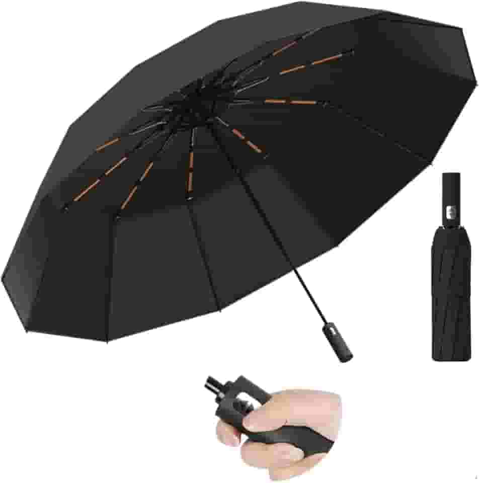 Guarda-Chuva Compacto Automático com Proteção Solar UV Secagem Rápida Abre e Fecha 1 Clique 100cm Diâmetro 33cm Fechado Estrutura Reforçada Aço Fibra de Vidro Resistente ao Vento com Capa