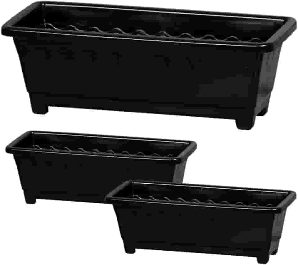 Kit 3 Vasos Jardineira Floreira grande 9,5L - Preto