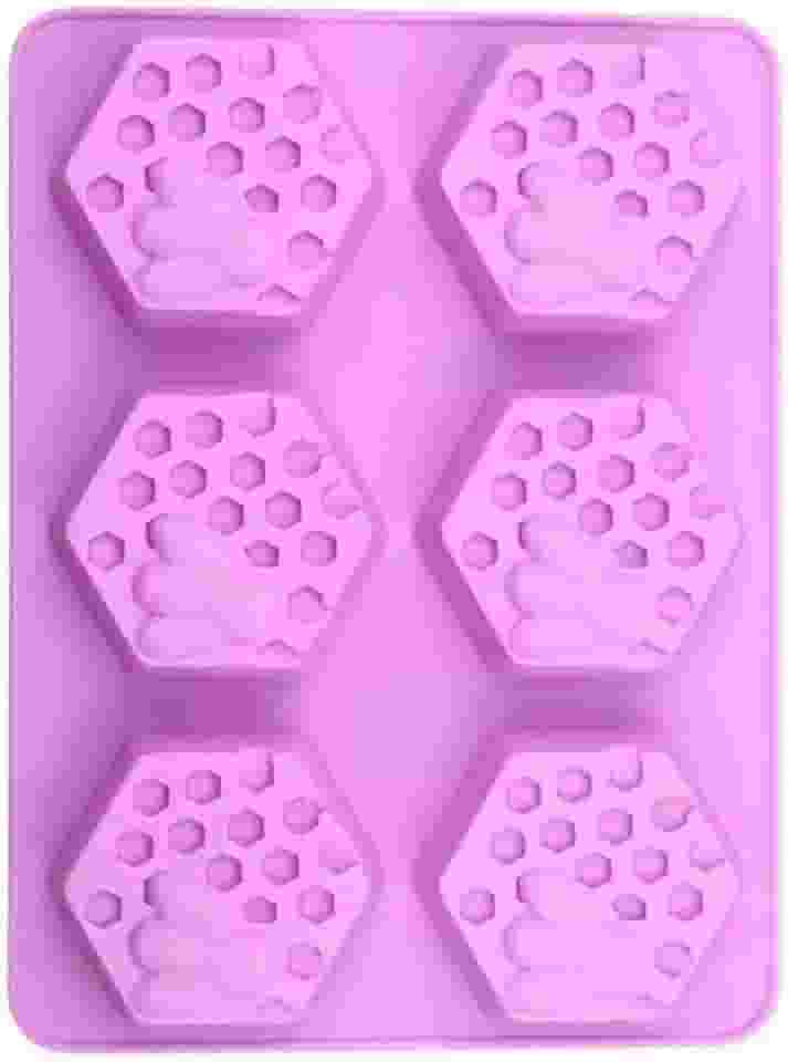 Forma Silicone Abelha 6 Cavidades p/Artesanato, Sabonetes, Bolos Biscoitos Antiaderente Resistente UN(1)