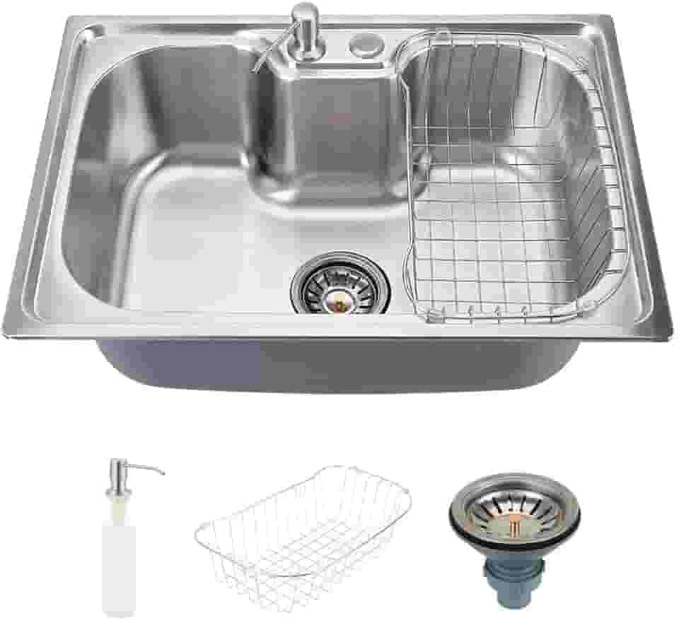 Pingoo.Casa, Cuba Para Cozinha Com Acessórios, Gourmet, Carajás, Com Borracha Anti-ruído Aço Inox, Inclui Cesto Escorredor, Dosador De Detergente 300ml, Válvula De Escoamento