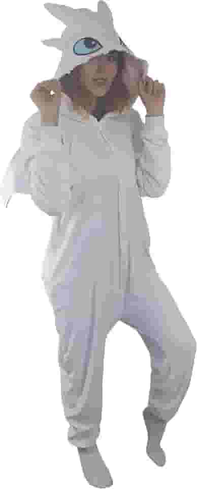 DRAGÃO BRANCO FANTASIA PIJAMA KIGURUMI MACACÃO ROUPA FESTA ANIME COSPLAY DESENHO