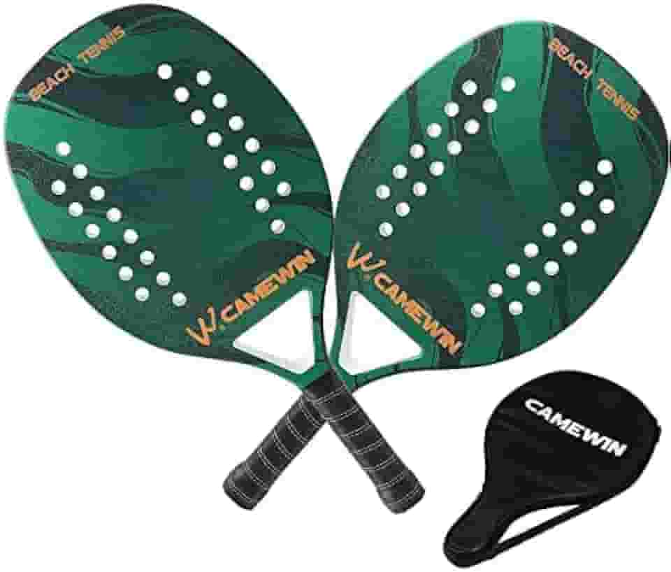 Kit 2 Raquetes Para Beach Tennis Profissional Em Fibra Carbono Com Capas Protetoras - Camewin (Verde)