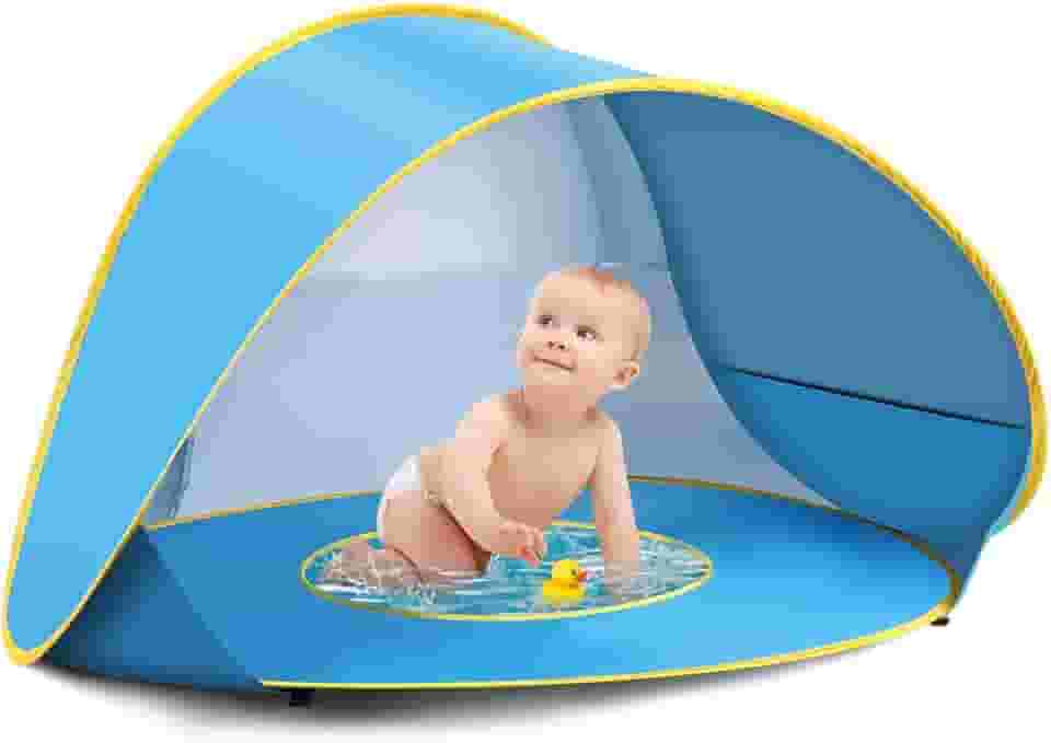 Barraca de Praia, Barraca Praia, Barraca de Paia com Piscina, Tenda para Piscina de Bolinhas, Tenda de Praia, Barraca, Cabana, Tenda, Proteção UV à Prova Vento, 130 * 85 * 70 cm