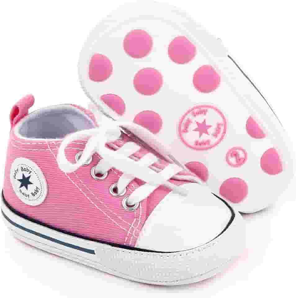 KKIIDDSS Unisex Baby Girls Boys Canvas High-top Shoes, Newborn Infant Anti-Slip Soft Sole Frist Walking Breathable Sneakers