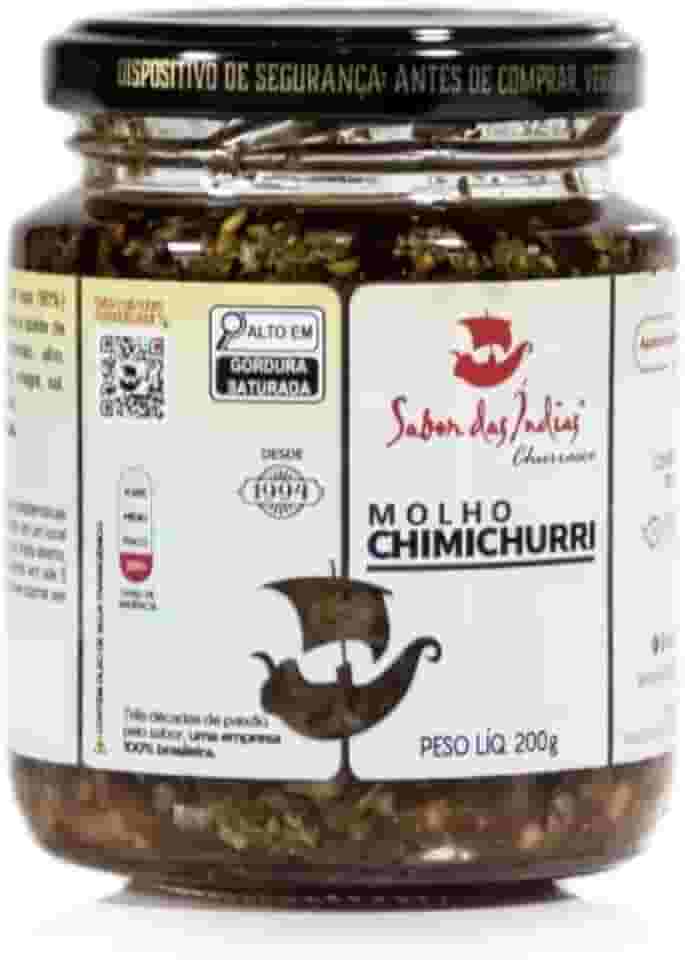 Sabor das Índias Molho Chimichurri, Churrasco, Sem Glúten, Vidro 200g