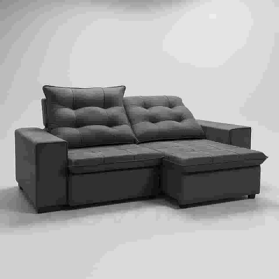 Sofá Conforto Plus Reclinável e Retrátil Aurora Veludo LIMOV (Cinza Chumbo, 1,50m)