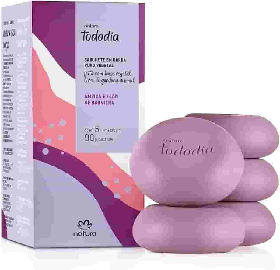 Natura Sabonete em Barra Puro Vegetal Ameixa e Flor de Baunilha Tododia - 5un de 90g