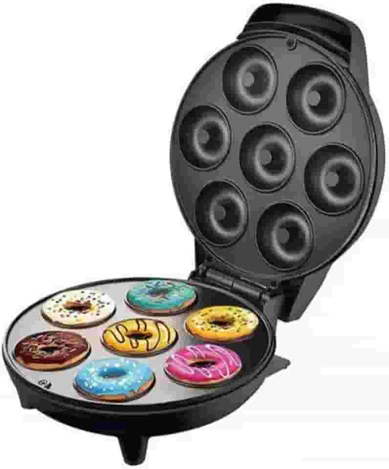 Waffle Máquina 110, Kit Waffleira + Máquina Donuts 110v, Antiaderente, 7 Rosquinhas, Fácil Limpeza(kit waffle + donut)