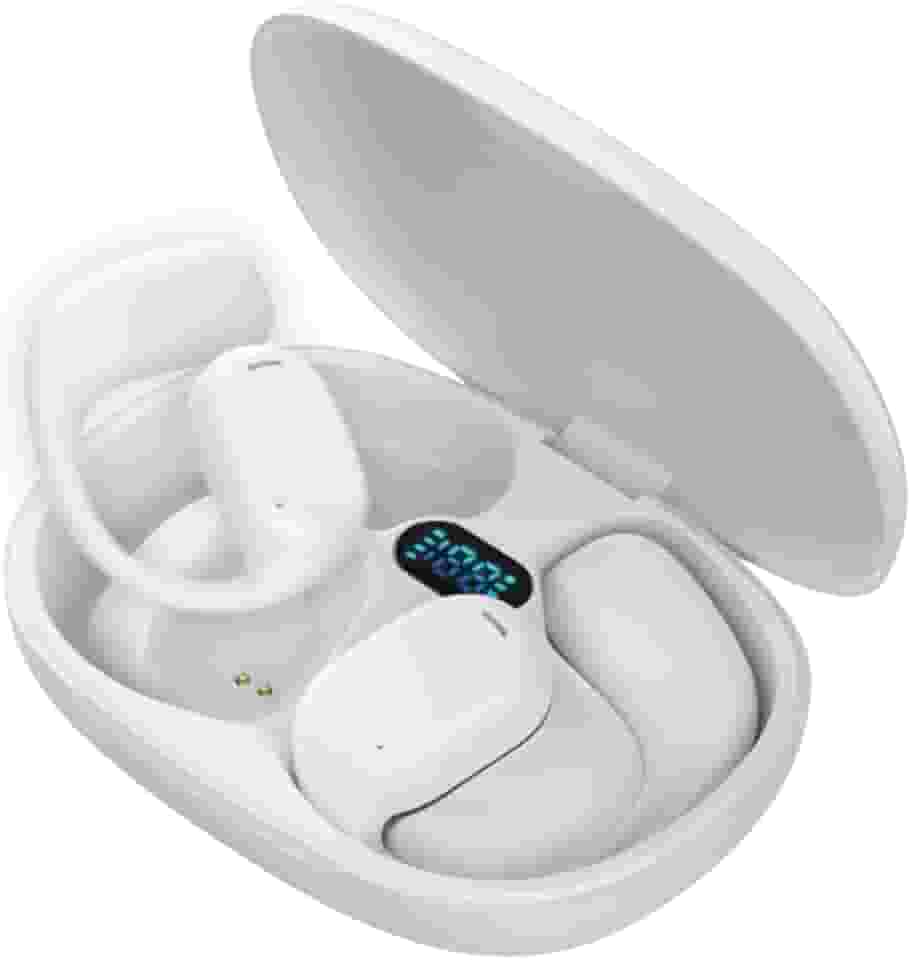 Fone de Ouvido Bluetooth 5.3 Esportivo Compativel com Android e IOS com Alça de Orelha – Bateria Potente, Leve e Confortável, Resistente ao Suor, Ideal para Corridas/Treinos eTrabalho (Branco)