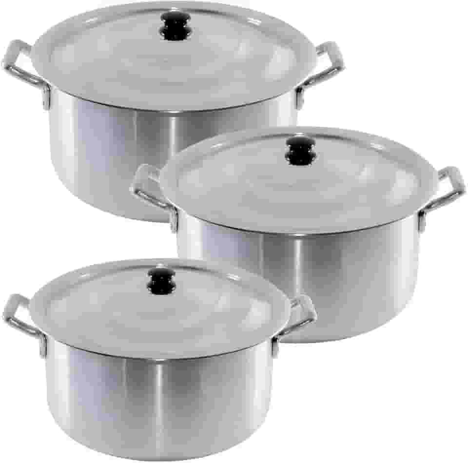 Jogo de Caldeirão Feijoada Kit 3 Jogos Hotel Restaurante Jogo de Panelas Caçarolas 26°cm 28°cm 30°cm