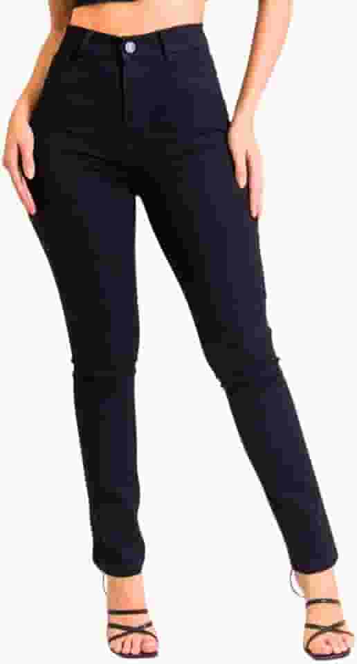 Calça Jeans Sarja Sawary Feminina Skinny Com Elastano Cintura Alta