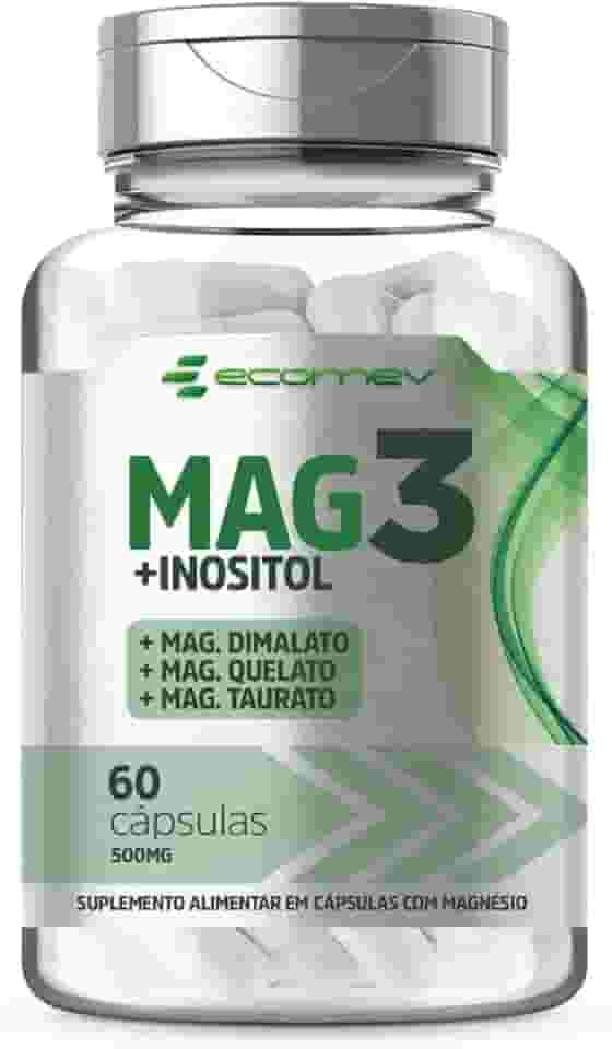 Mag3 Magnésio Dimalato Quelato Taurato + Inositol 500Mg 60 Cáps Ecomev