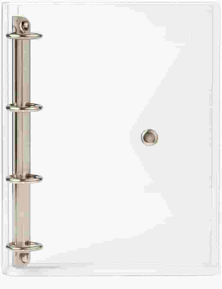 Caderno Fichário Pasta Organizadora 4 Argolas Transparente Fechamento com Botão