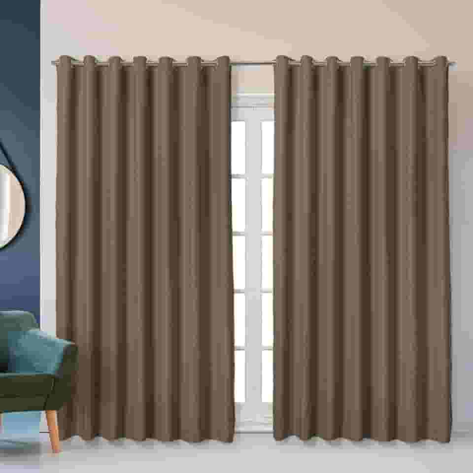 Cortina Blackout Corta Luz 2,80m x 1,80m Tecido Encorpado Liso Elegante Sala ou Quarto (Avelã)