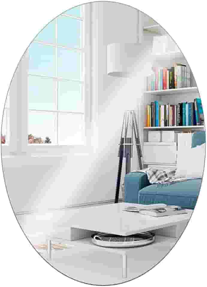 Espelho Oval Plástico Adesivo Banheiro Decoração Sem Furo 30x40cm