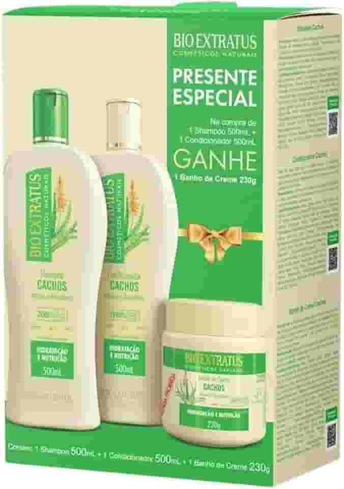 Kit Promocional Bio Extratus Cachos (Shampoo e Condicionador 500ml) Presente espcial Banho de Creme 230g