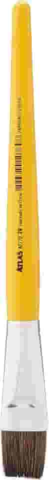 Atlas - Pincel Escolar Achatado Nº 20, Pelo Natural de Orelha de Boi, Cabo Plástico de Cor Amarela