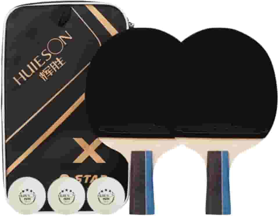 Kit 2x Raquetes Tenis de Mesa Ping Pong Huieson X3 Profissional + Capa + 3 Bolas Oficiais
