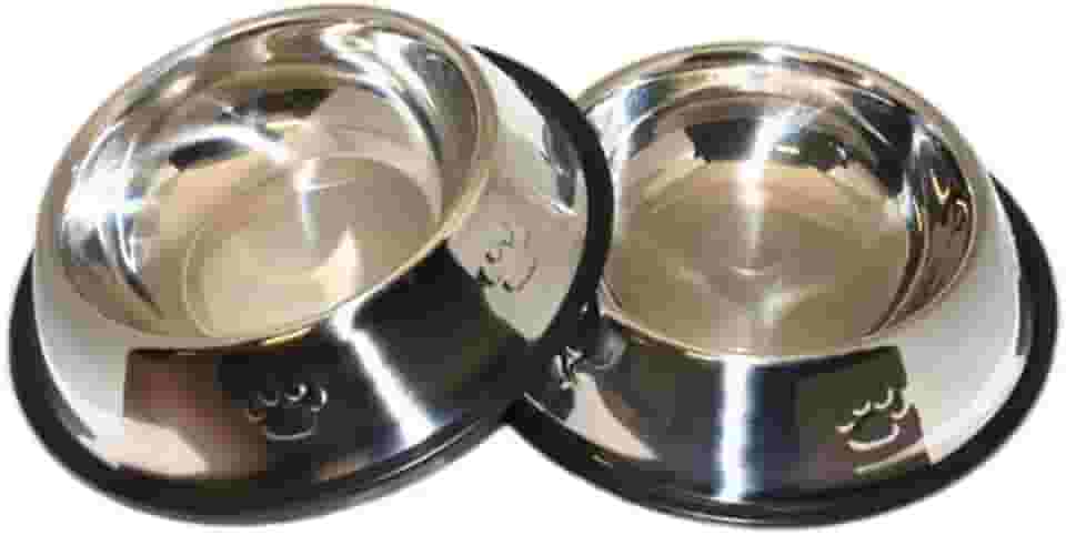 Kit 2 Comedouro 600ml Inox Tigela Pote Ração Água Cão Médio Grande