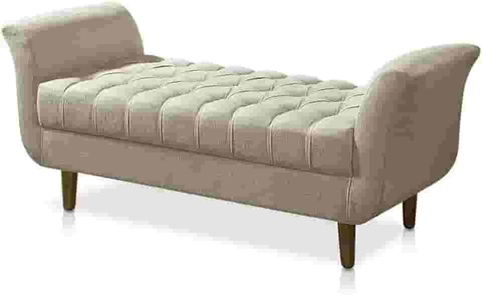 Recamier Estofado Para Sala de Estar 150cm Grécia Suede Bege - DL DECOR