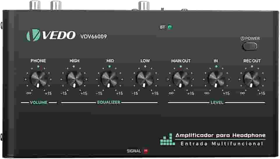 VEDO Amplificador de áudio digital multifuncional com equalizador,amplificador de fone de ouvido com Bluetooth, Tipo-C/3,5 mm/RCA para jogos,produção musical e entretenimento doméstico
