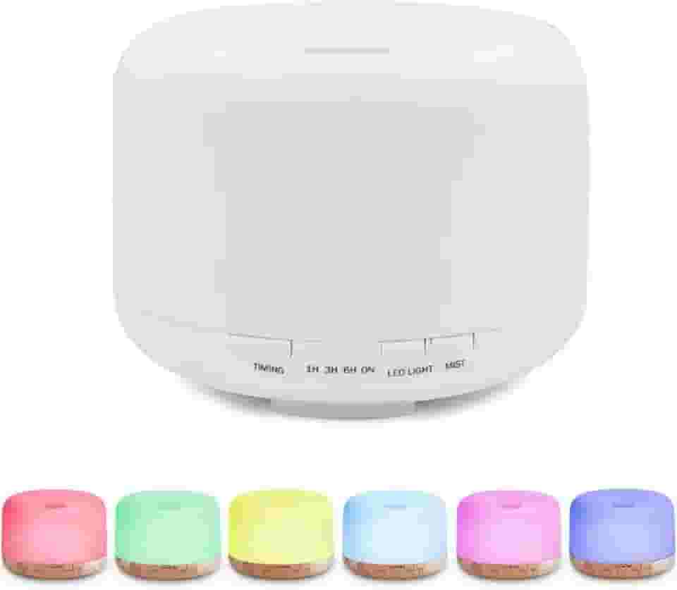 Difusor de Aromas Aromatizador Elétrico 500ml Led 7 cores com Controle Remoto Umidificador e Purificador de Ar para a sua casa e o ambiente de trabalho - Difusor de desligamento automático