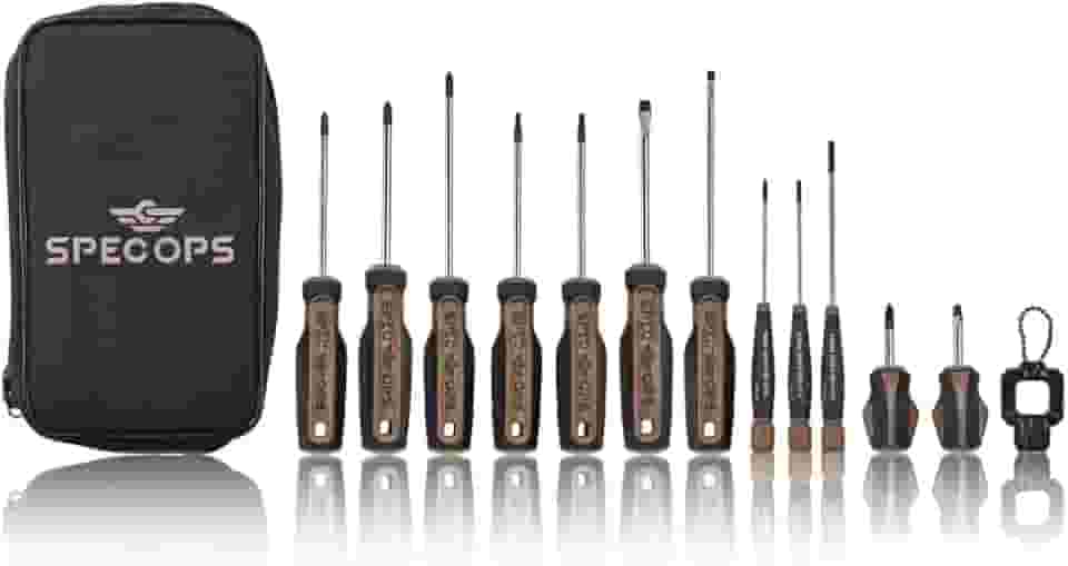 Spec Ops Conjunto de chaves de fenda de 12 peças, 5 Phillips, 5 ranhuras, 2 torx, ponta magêntica, 3% doado para veteranos