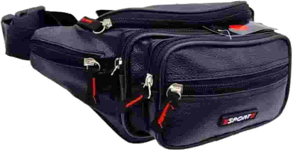 Pochete Masculina Bolsa Grande Preta Impermeável Ajustável QUBCCUM