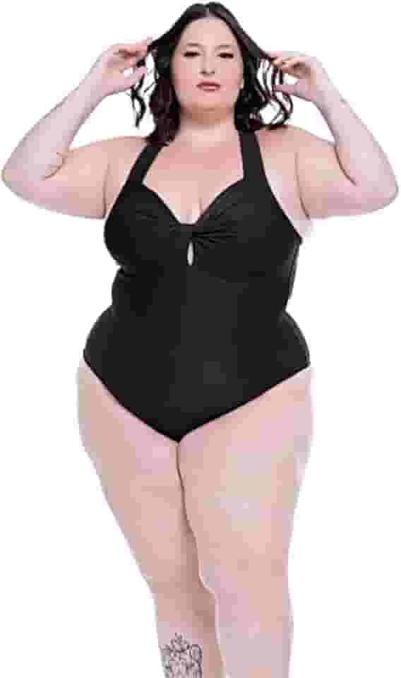 Maiô Plus Size Feminino Com Bojo Amarração nas Costas Chapa Barriga Média Compressão