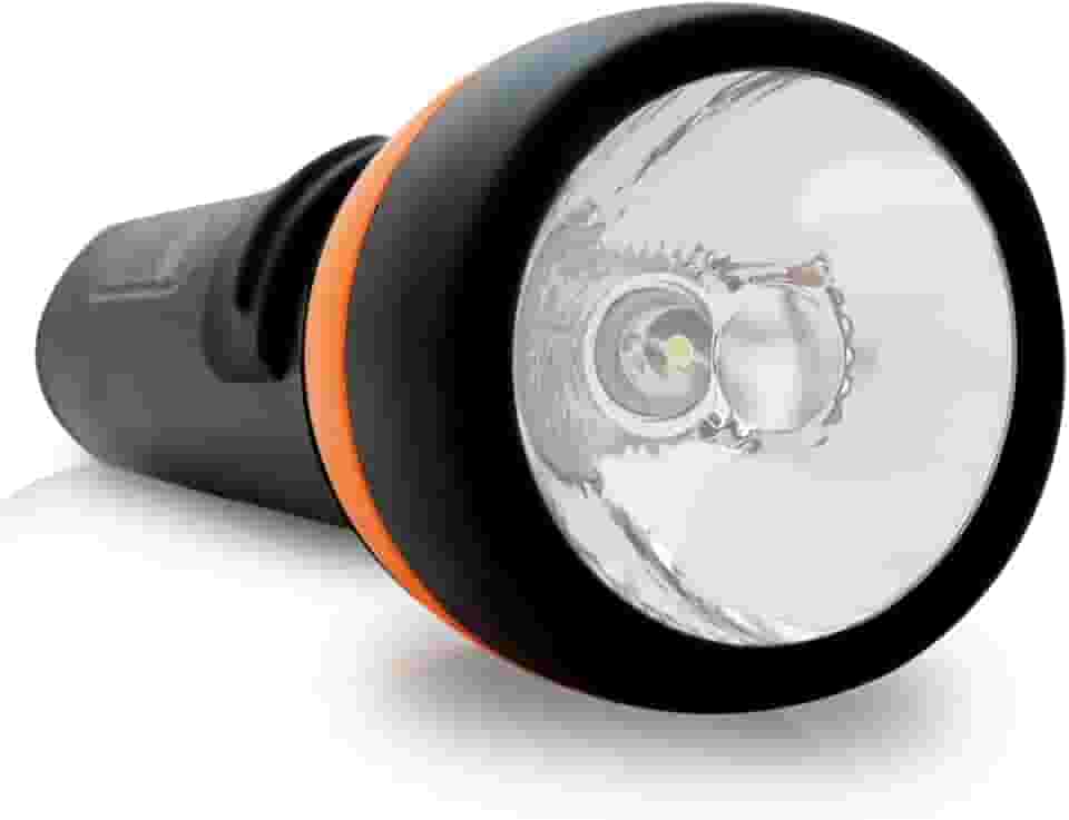 Lanterna ABS com 1 LED Grande – Alta Potência, Durável, Alimentação por Pilhas, Cor Preta com Luz Branca