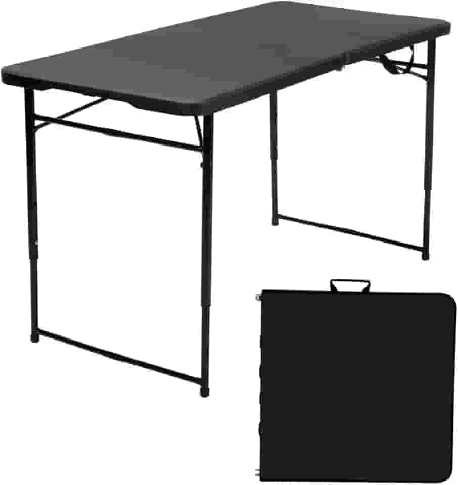 Mesa Camping Dobrável Maleta Portátil Com Regulagem de Altura 1,22m (Preto)