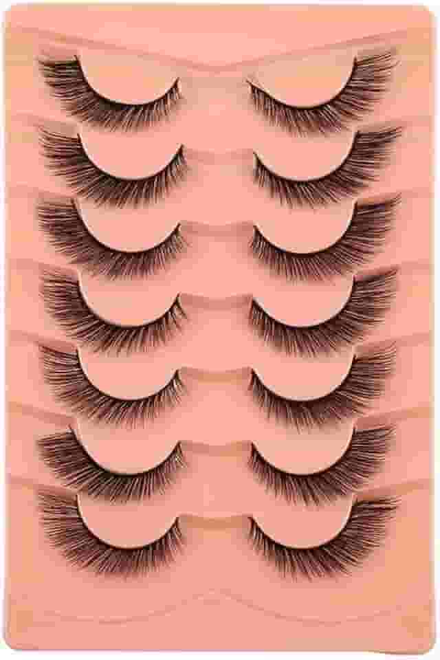 7 pares de cílios postiços 3D de pelúcia Fox Eye - luxuoso, grosso, fofo, leve, adequado para iniciantes, vários estilos, reutilizável