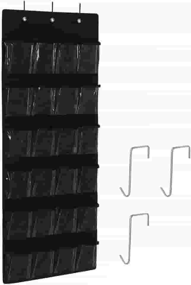 Organizador de Sapatos Suspenso de Porta Pendurável Com 24 Bolsos Sapateira Organizador de Calçados Roupas Íntimas Acessórios Produtos de Higiene Maquiagem e muito mais Versátil e Durável (Preto)