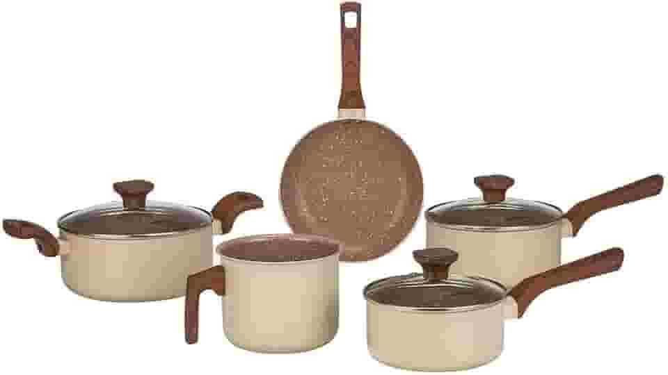 Mimo Style Jogo de 5 Panelas Alumínio Indução Pratic Cook Crema