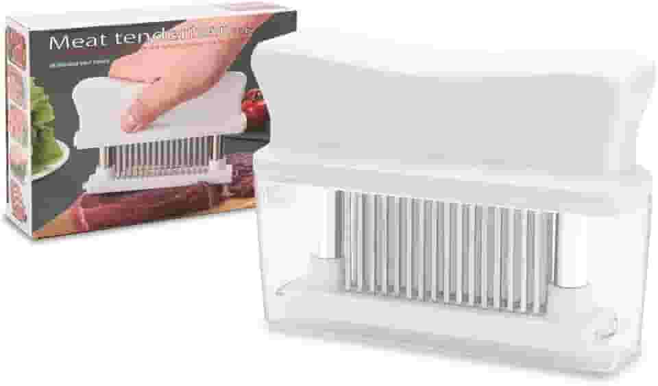 Amaciador de Carne, Amassador de Carne, Tenderizador, Tenderizador de Carne com 48 Lâminas de Agulha Ultra Afiadas de Aço Inoxidável, Branco, 12.9 * 2.8 * 11cm