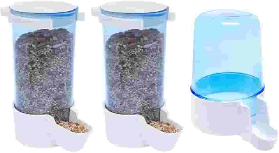 Kit Com 2 Comedouros Automáticos de Sementes e 1 Bebedouro Para Calopsitas Agapornis e Periquitos