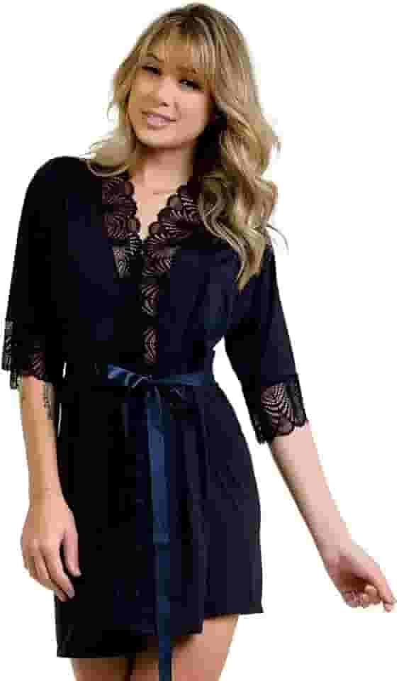 Robe Hoby Microfibra Renda Luxo Sensual Conforto Hobby Roxo M (36-40), G (42-46)